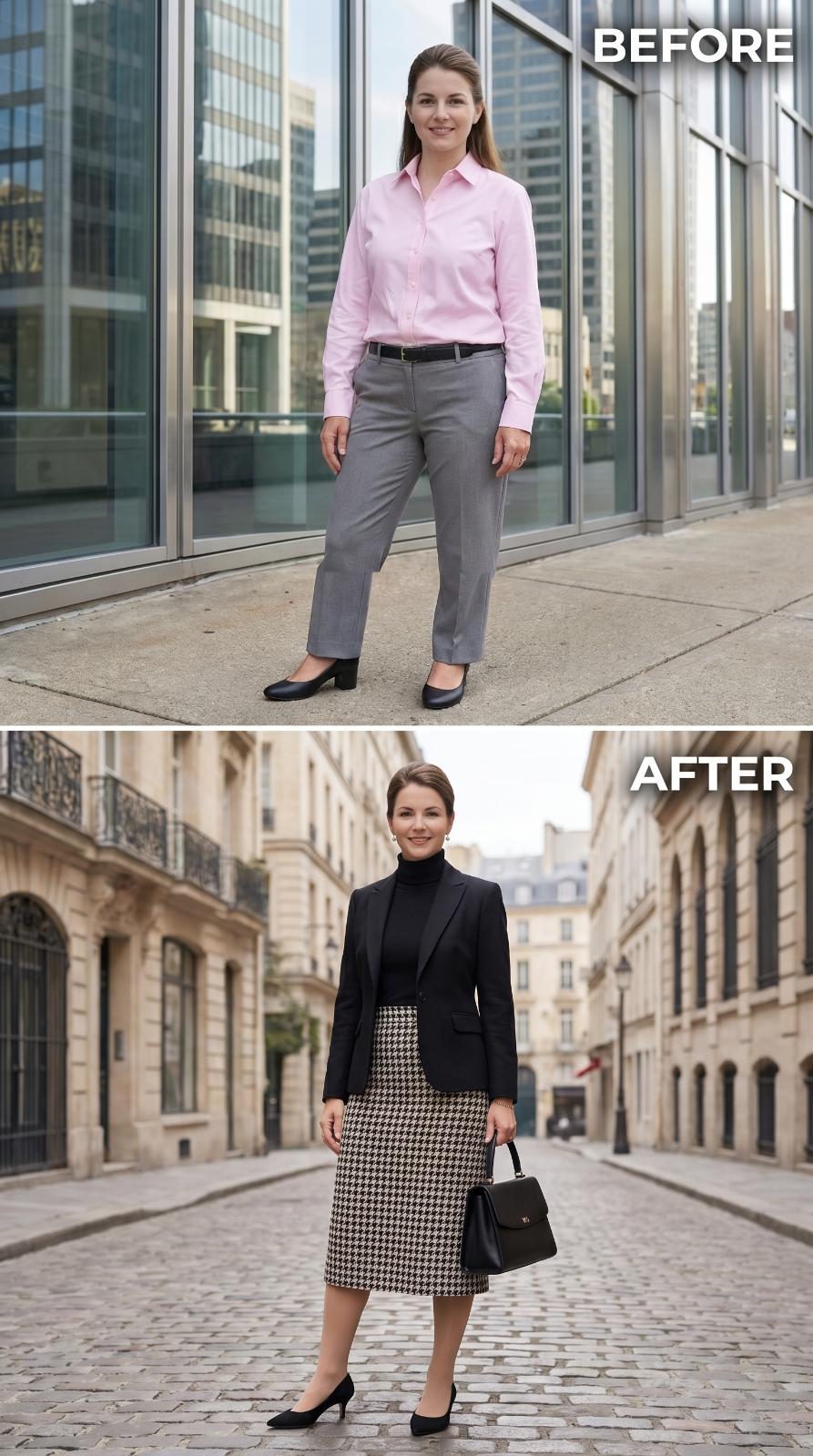 Houndstooth Pencil Skirt, Dark Blazer, and the Look That Already Closed the Deal
