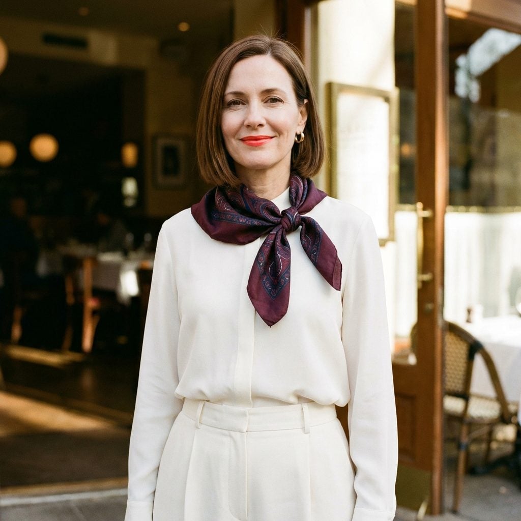 A Silk Scarf Tied at the Neck (Not the Wrist, at the NECK)