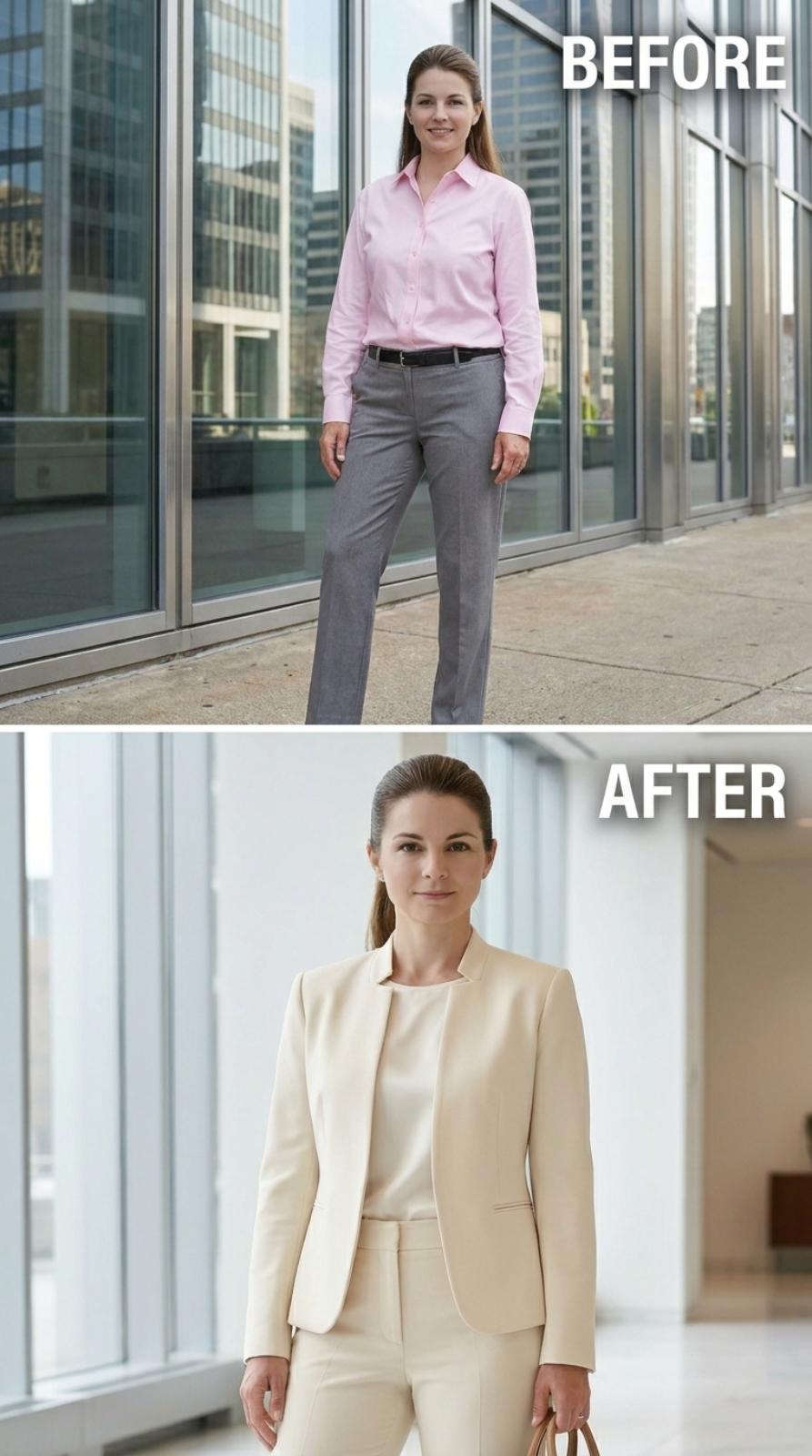 Cream Suiting, a Low Ponytail, and the Look That Already Has the Corner Office