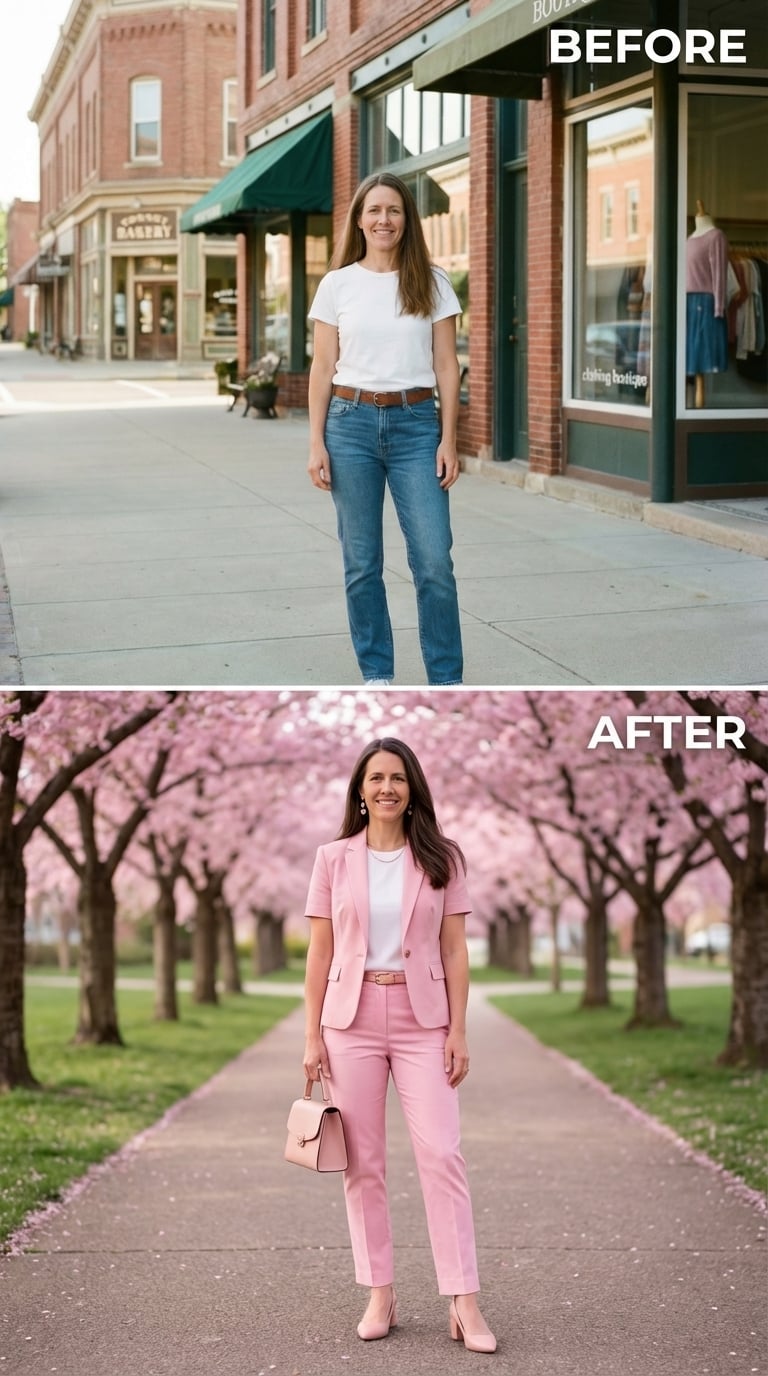 Pink Suiting, Cherry Blossoms, and Dressing Like She Stopped Apologizing for Taking Up Space
