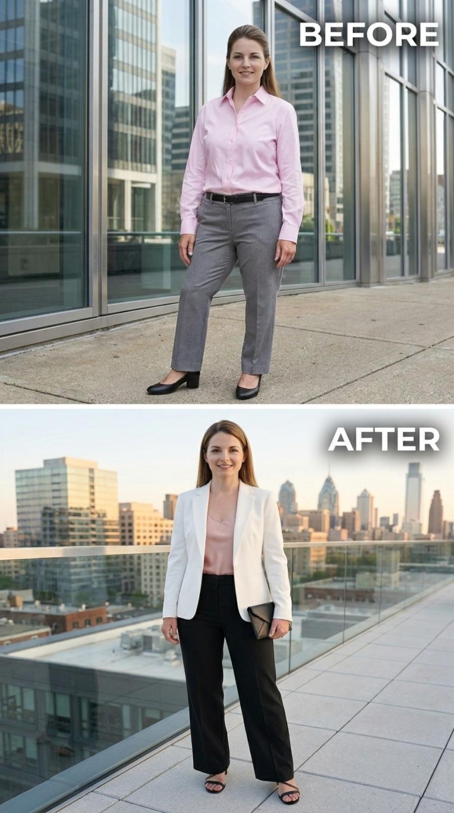 White Blazer, Black Trousers, and the Look That Already Has the Next Meeting Covered