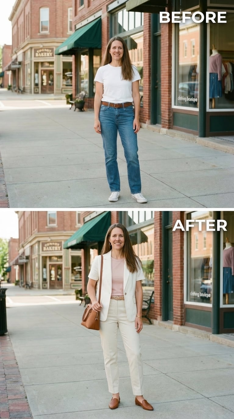 Cream Blazer, Blush Tee, and Dressing Like She Has Somewhere Important to Be