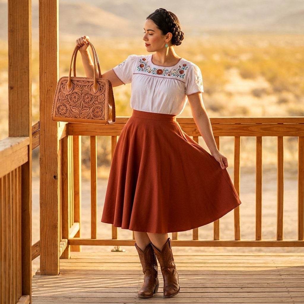 Tooled Leather Bags With Western Floral Motifs