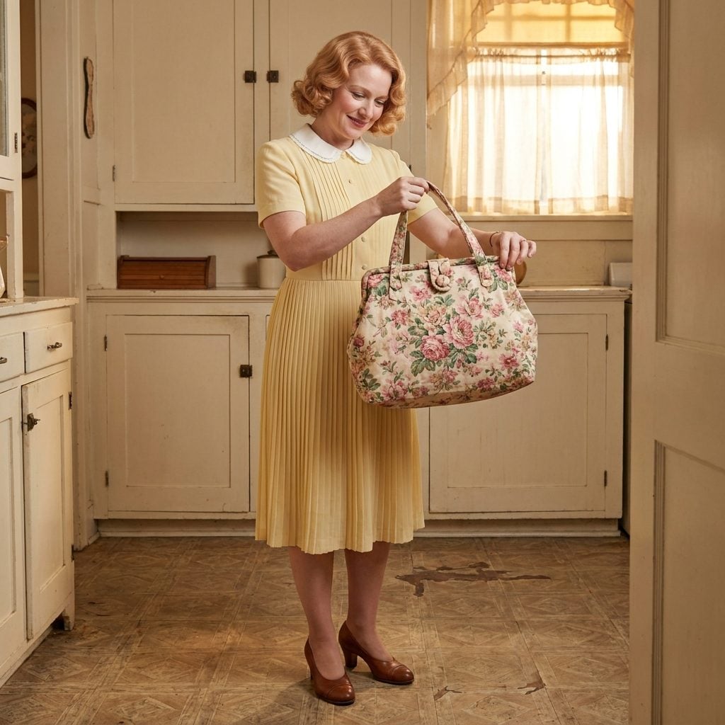 Fabric Purses Stitched From Dress Scraps (Thank You, War Rationing)