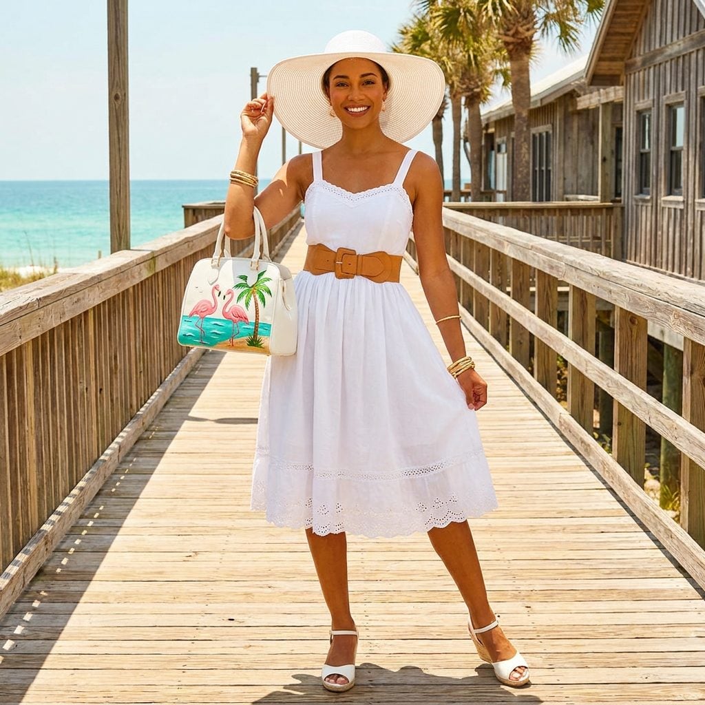 Souvenir Handbags With Hand-Painted City Scenes