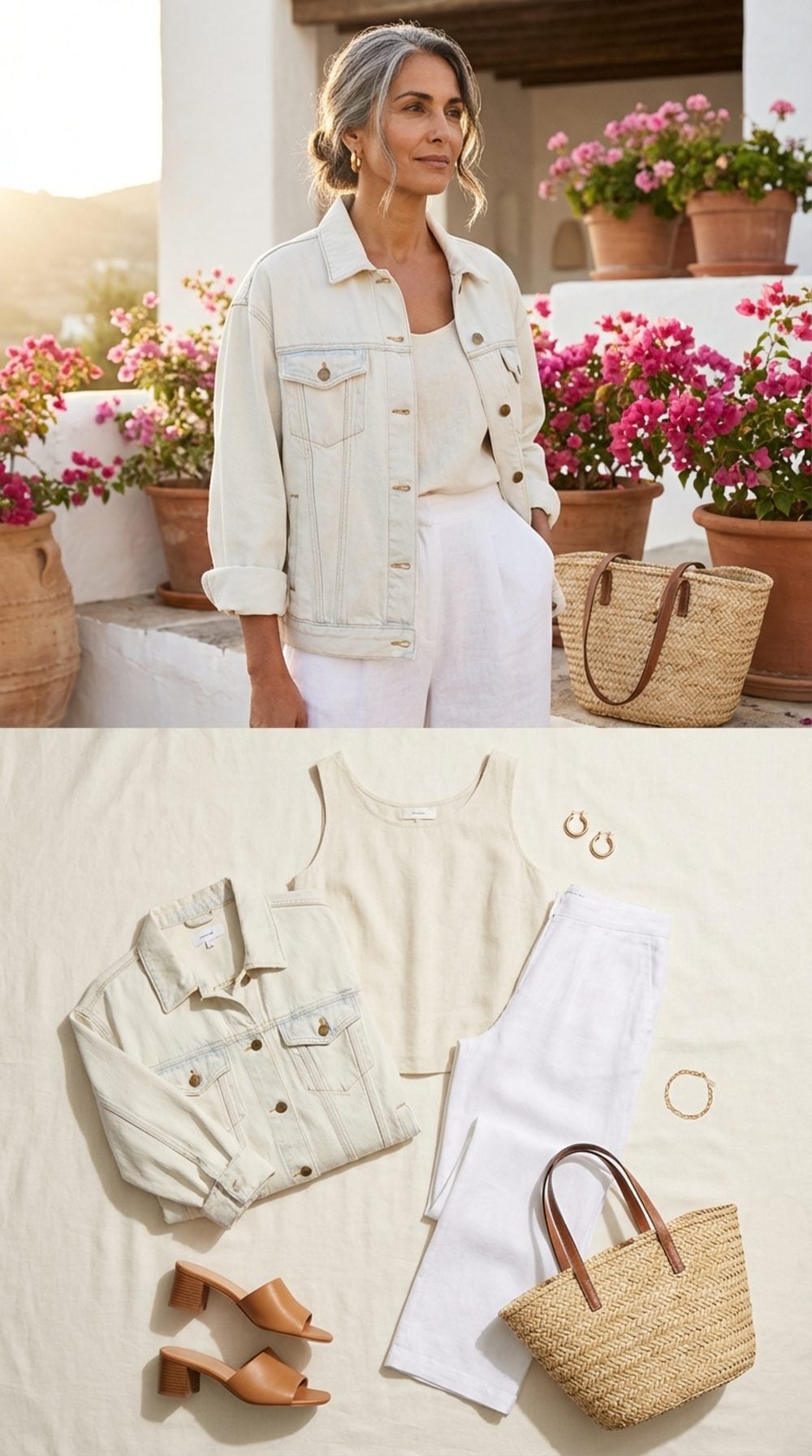 Sun-Bleached Riviera in White Linen and Pale Denim
