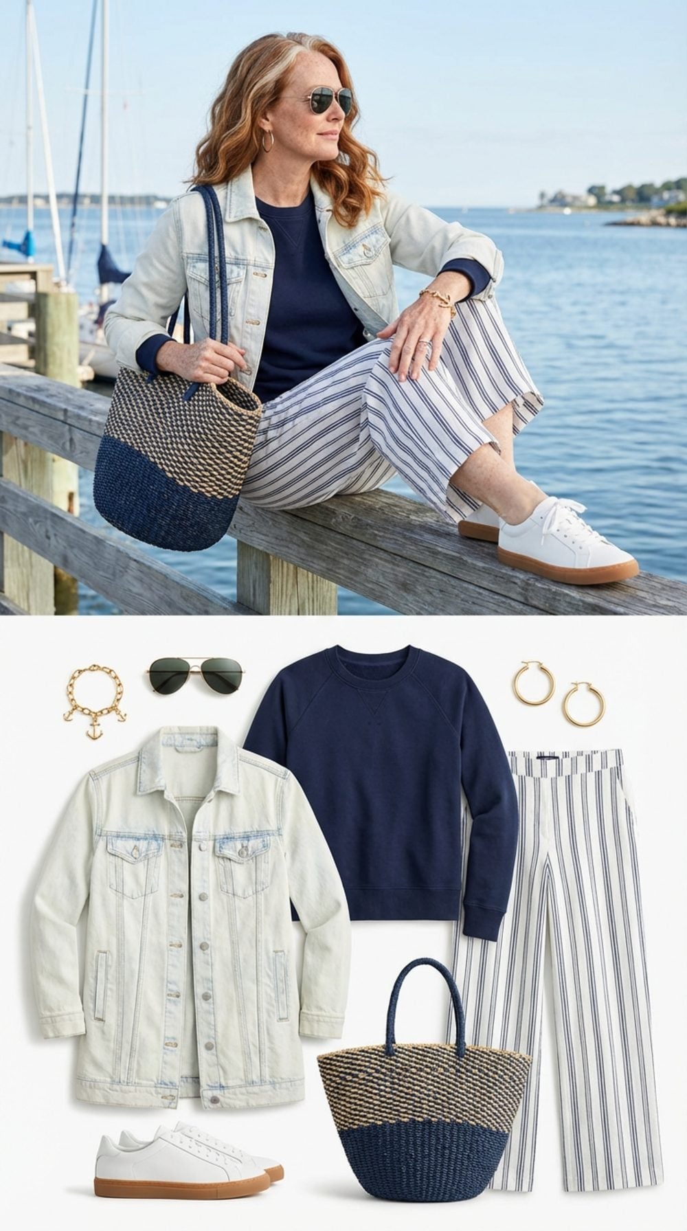 Nantucket Morning in Navy and Bleached Denim