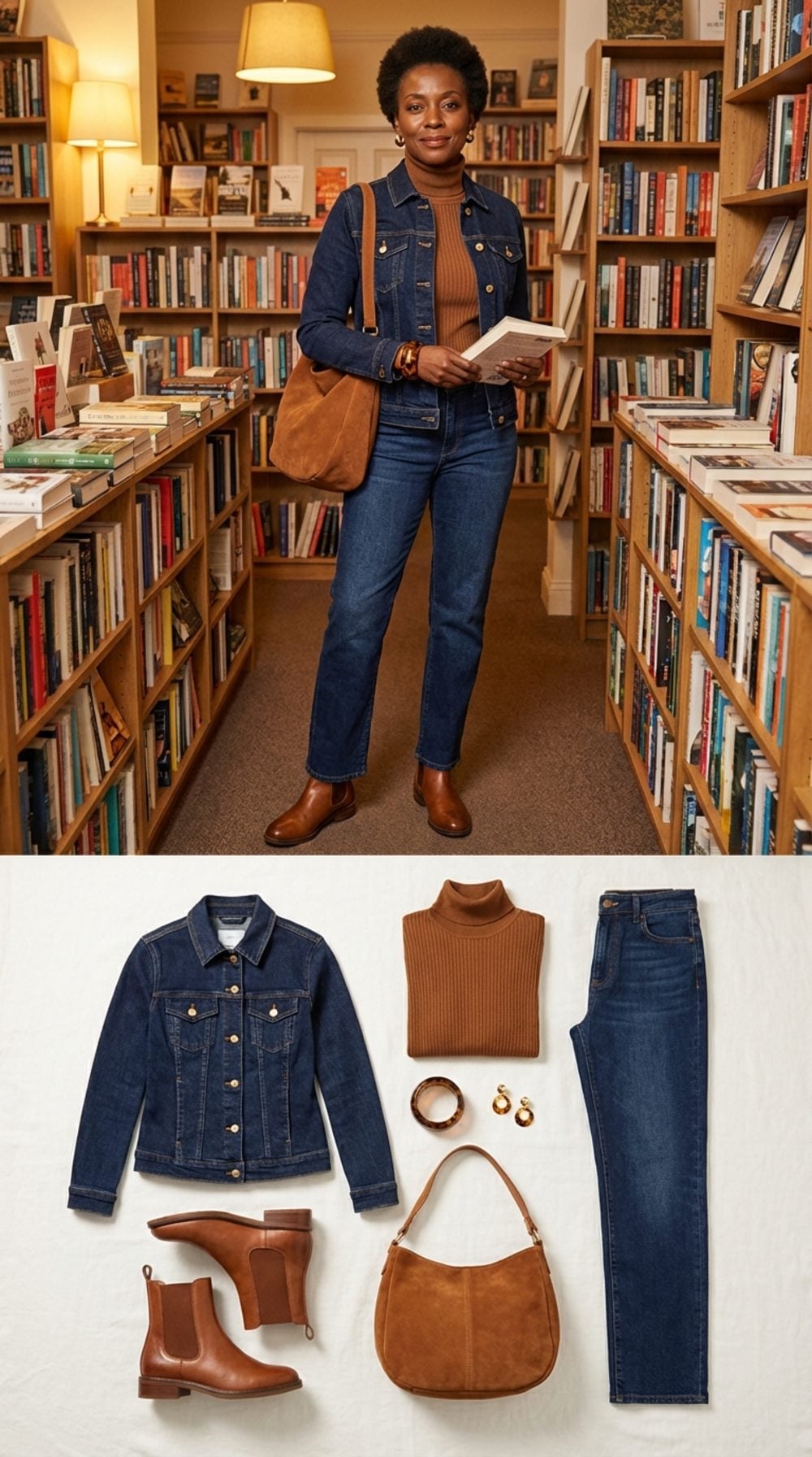 Bookshop Saturday in Indigo and Warm Tobacco