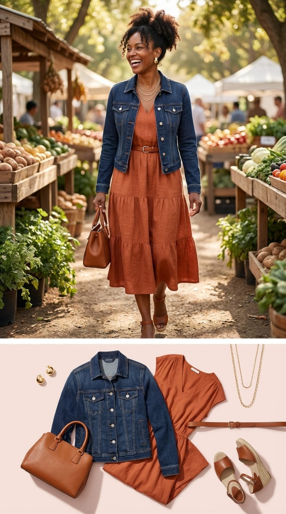 Saturday Market in Rust Linen and Dark Indigo