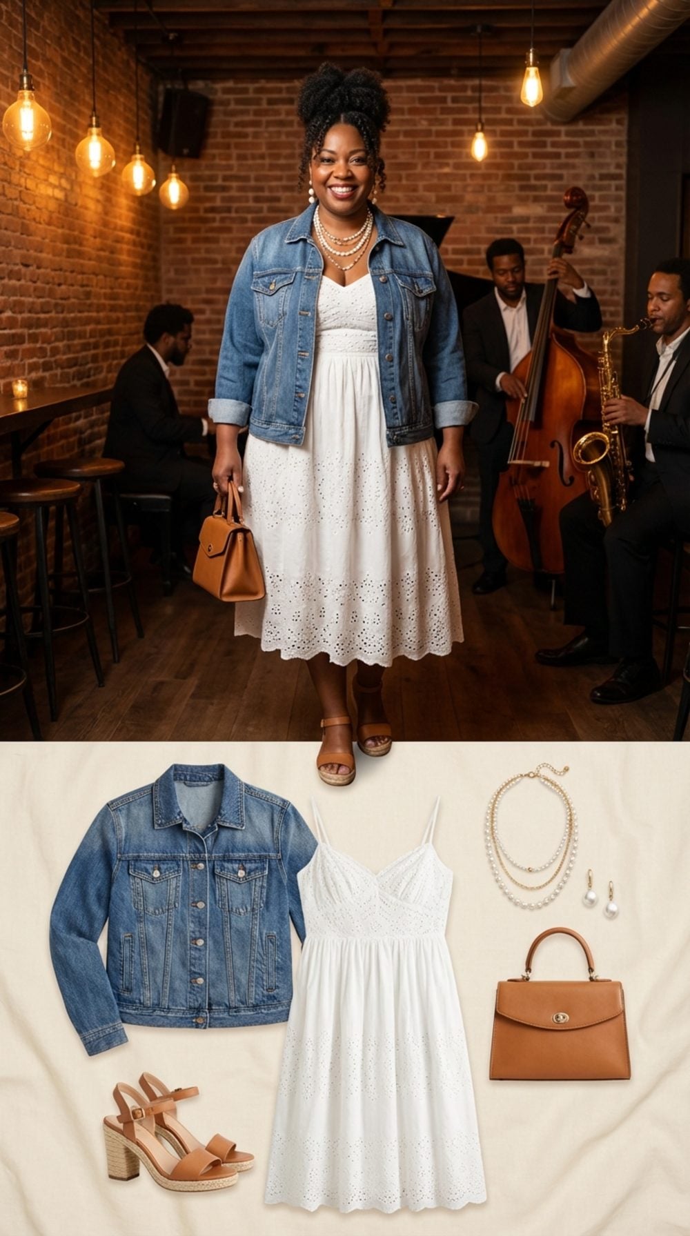 Sunday Jazz Brunch in Vintage Wash Denim and Ivory Broderie