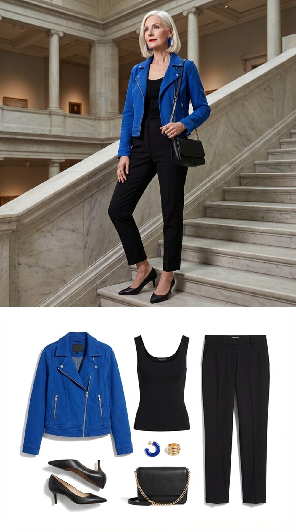 City Break Museum Day in Cobalt Denim and Black Cigarette