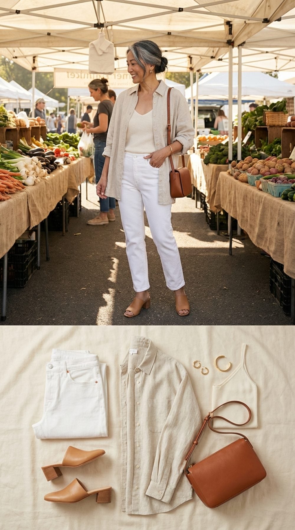 The Linen Overshirt Equation: Relaxed Volume Over a Slim White Leg