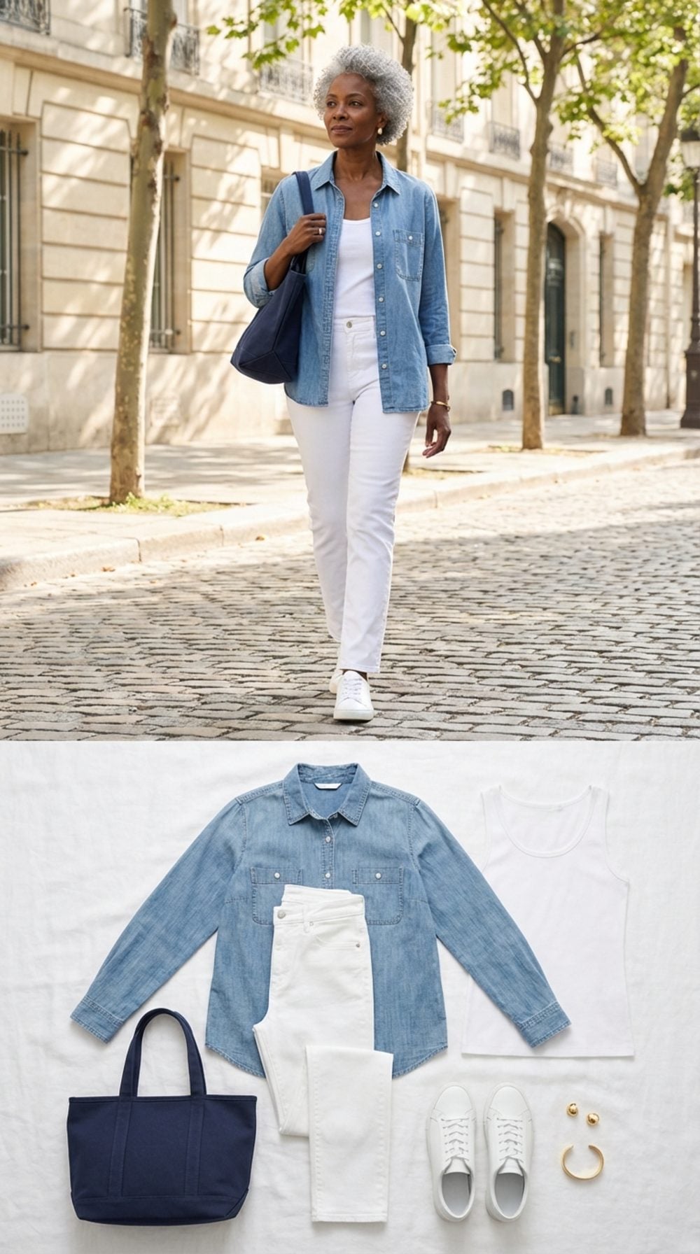 Denim on Denim Done Right: The White and Chambray French Rule