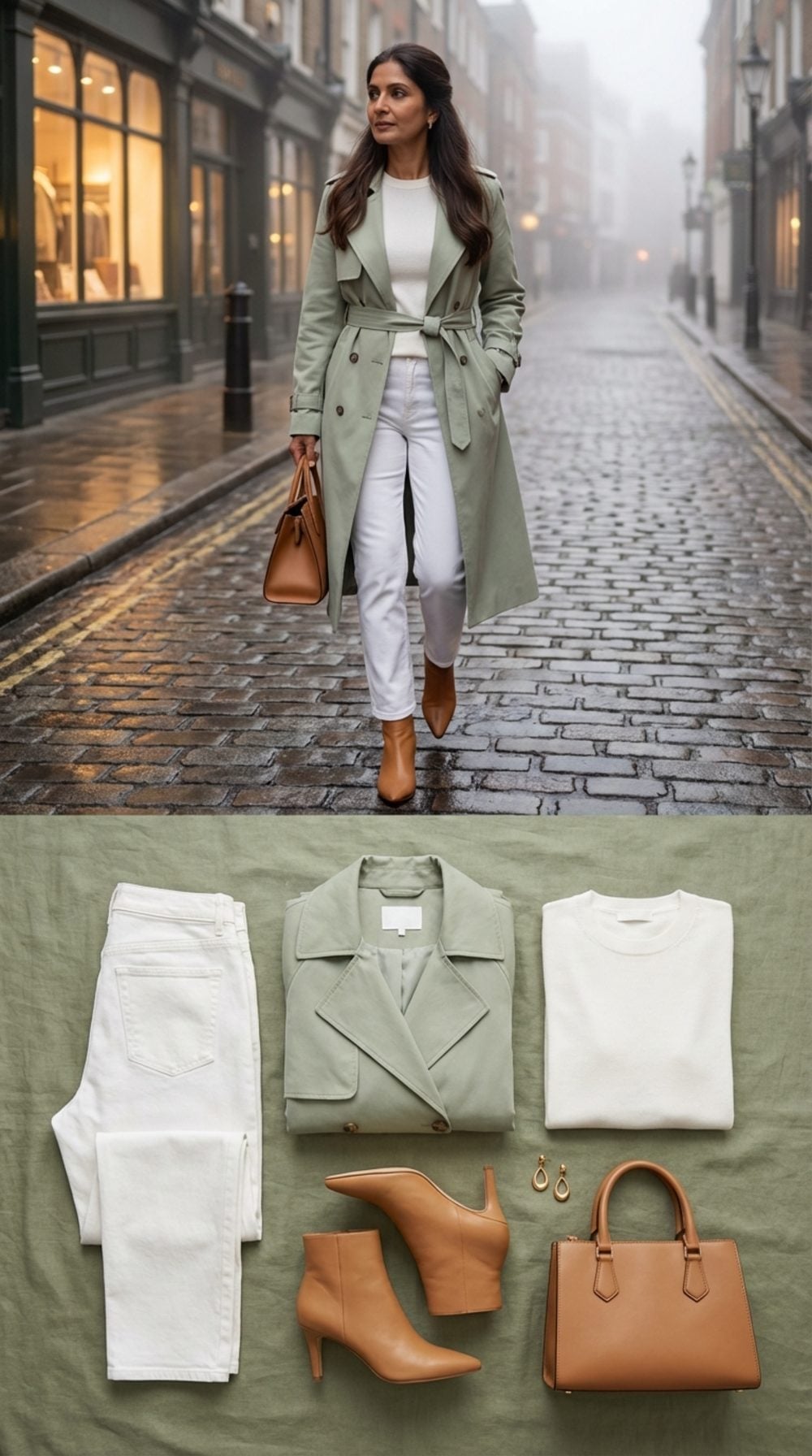Sage Green Trench and the Lesson in Coating a White Jean