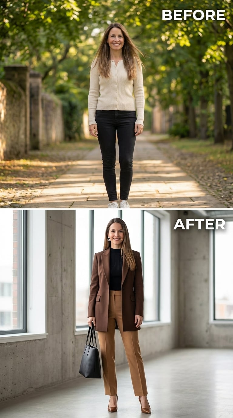 Brown Blazer, Camel Trousers, and Claiming the Space She Used to Apologize For