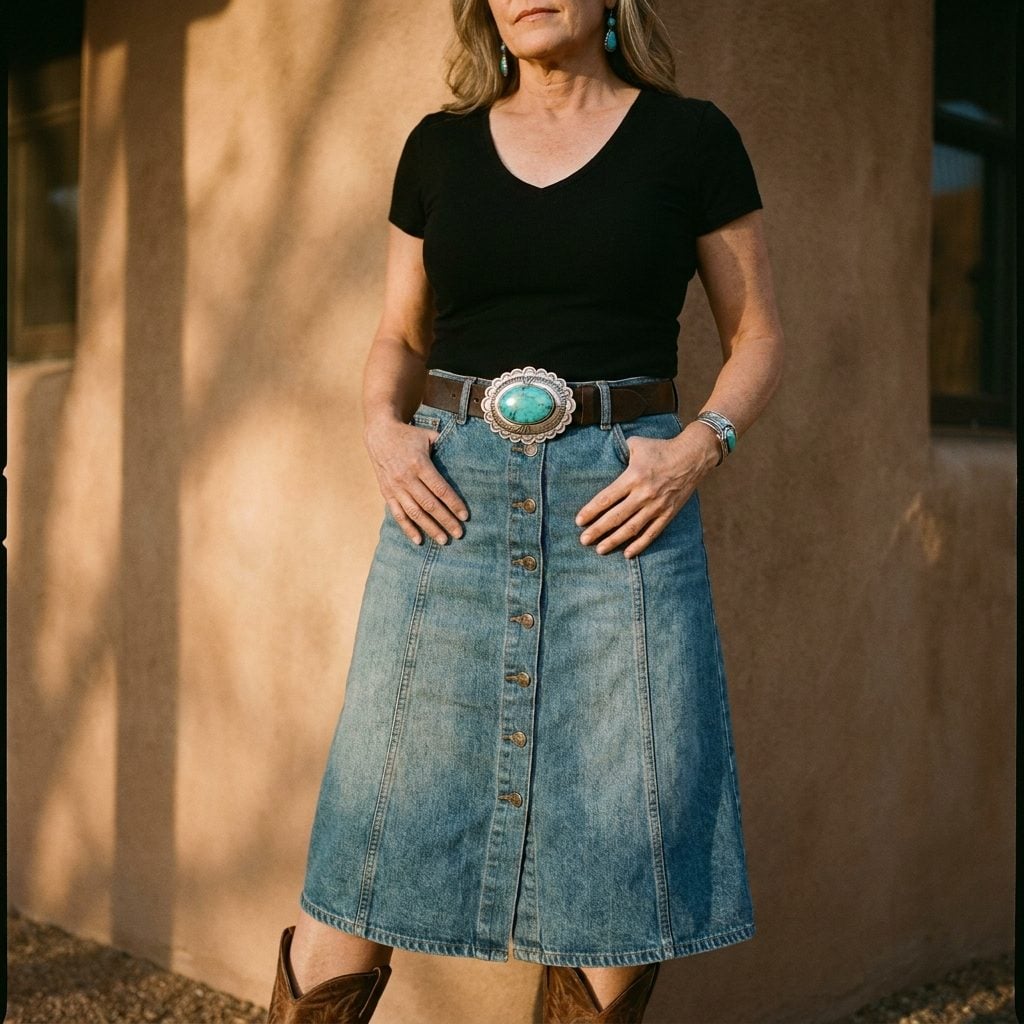 Turquoise and Silver Buckles the Size of a Salad Plate