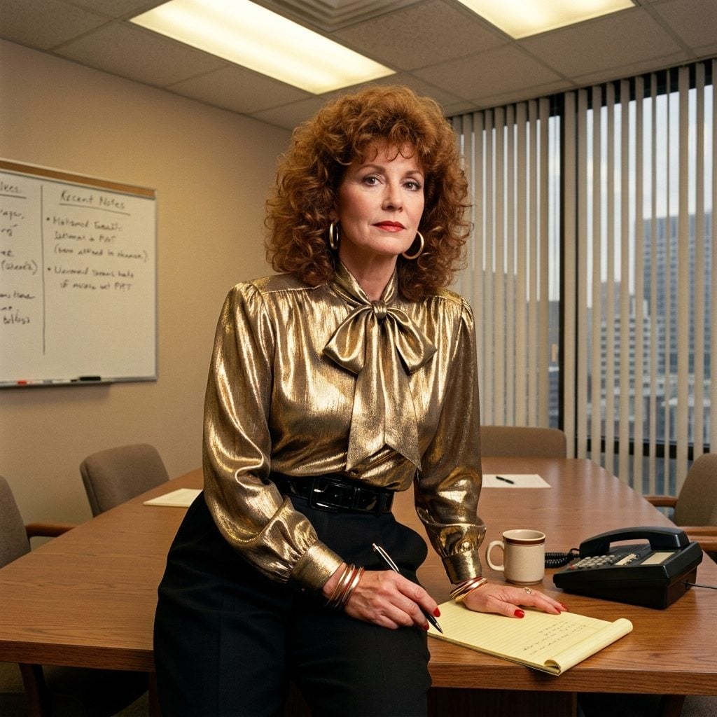 Gold Lamé Blouses Worn to a 9 AM Staff Meeting Like It Was Perfectly Normal