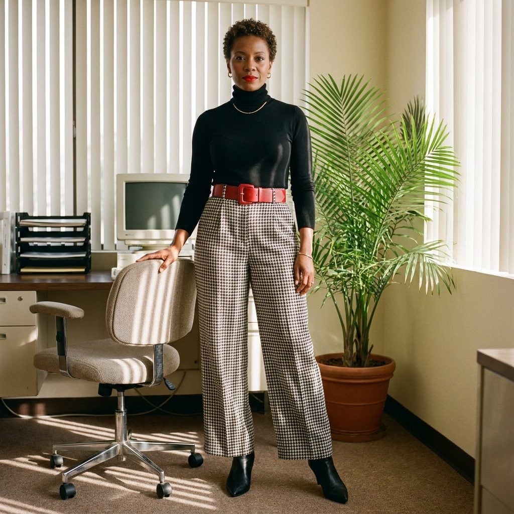 High-Waisted Pleated Trousers in a Pattern So Bold It Preceded You Into the Room