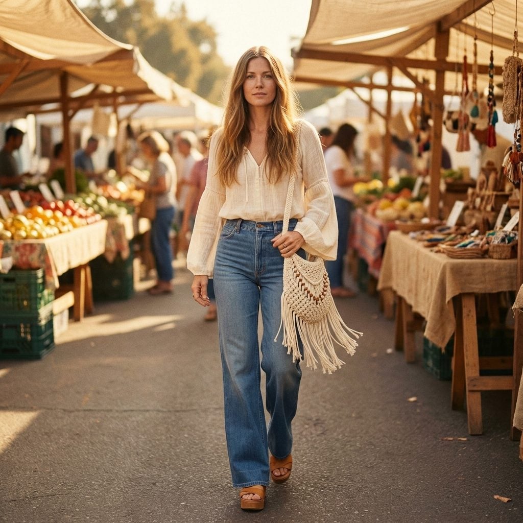 The Macramé Shoulder Bag With Wooden Beads and Fringe That Brushed Your Thigh When You Walked
