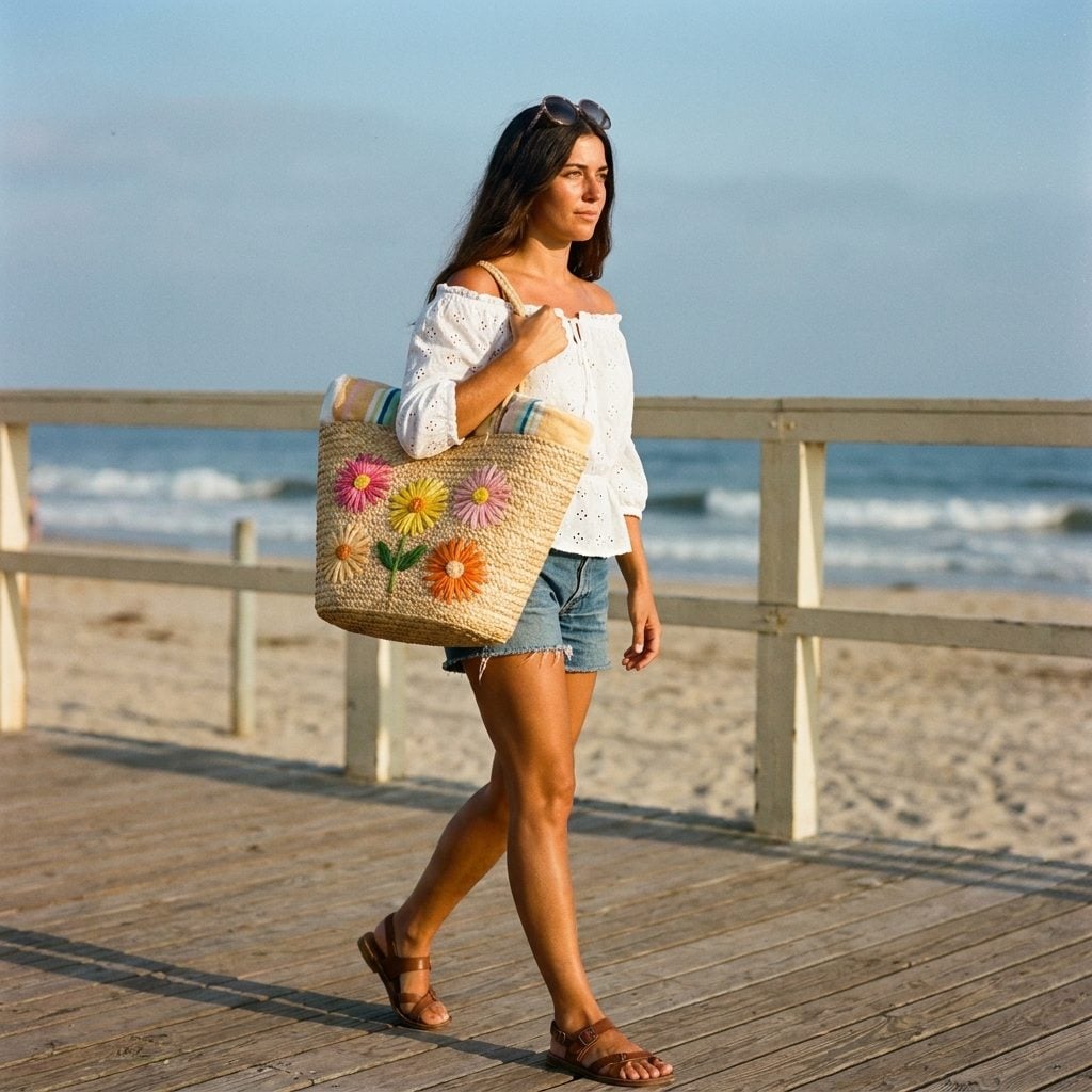 Straw Tote With Raffia Flowers (The Bag That Smelled Like Summer)