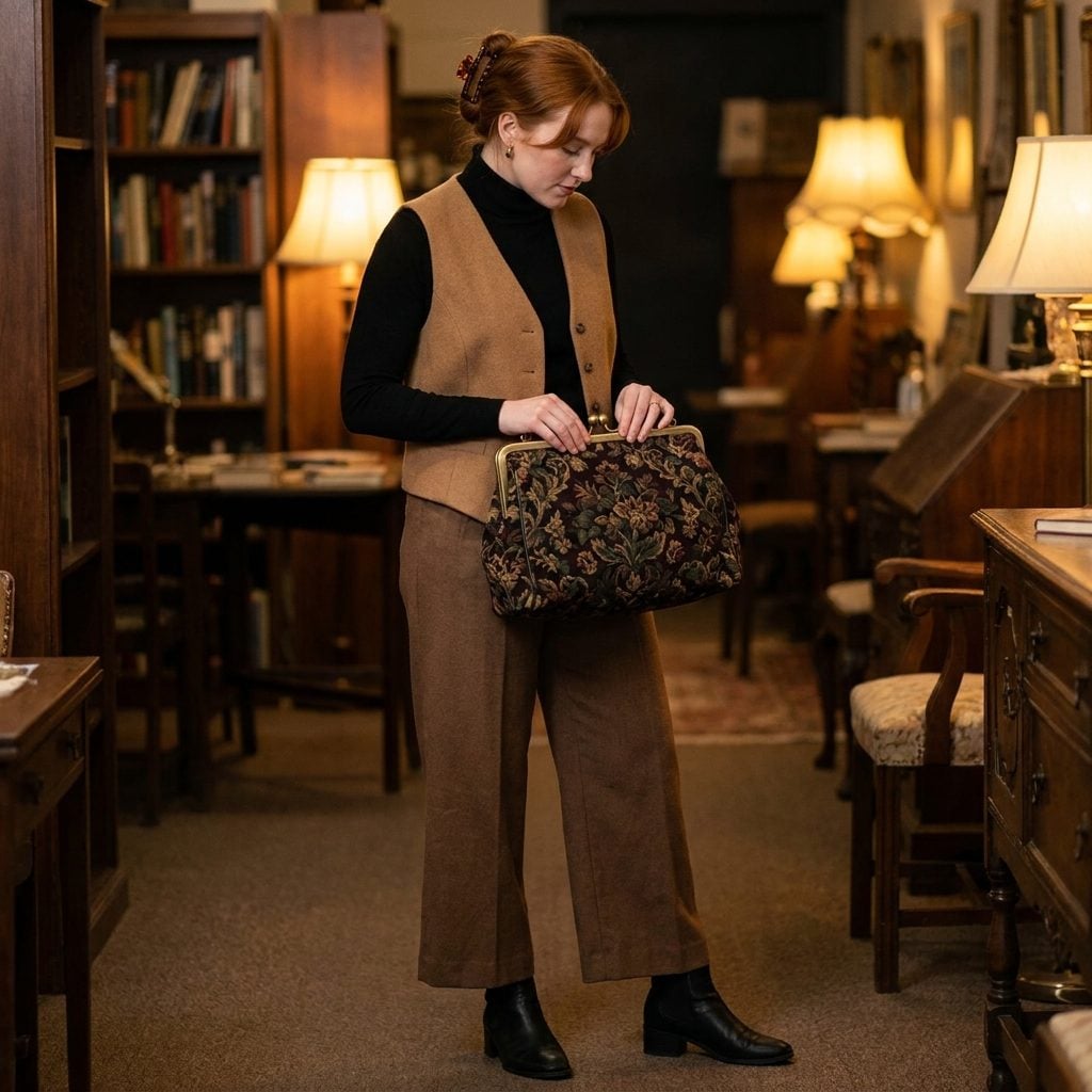 Carpet Bag in Tapestry Fabric With a Frame Clasp That Clicked Shut Like a Secret