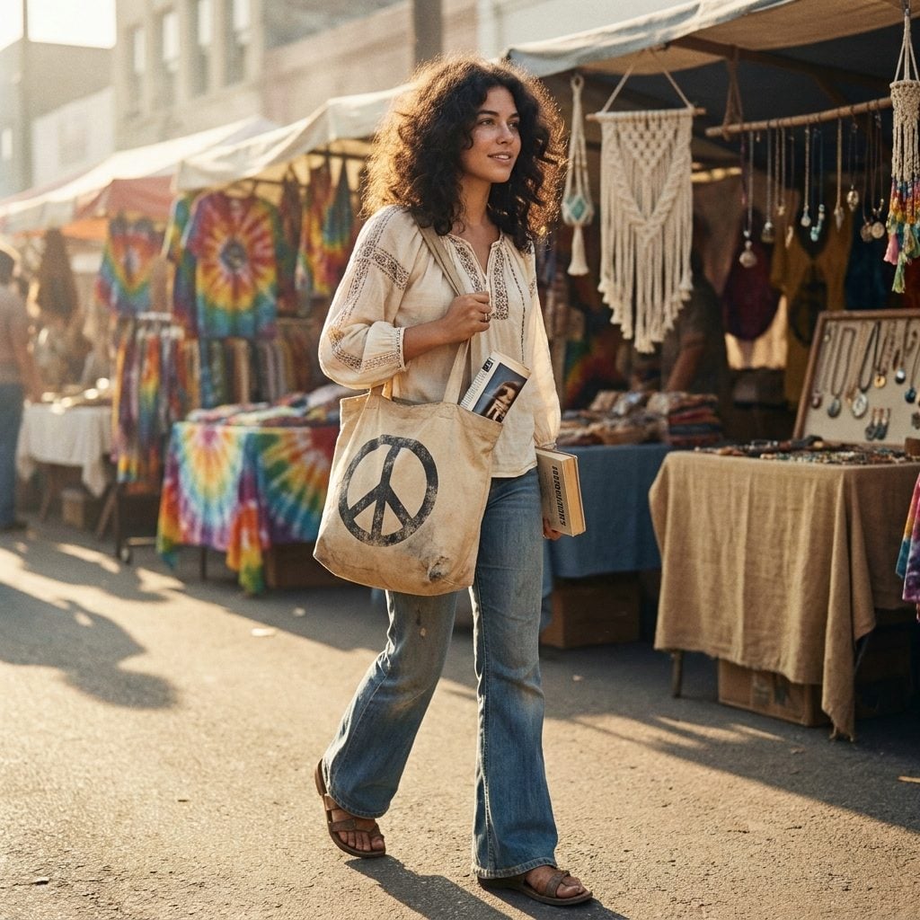 The Peace-Sign Canvas Tote That Told Everyone Exactly Where You Stood