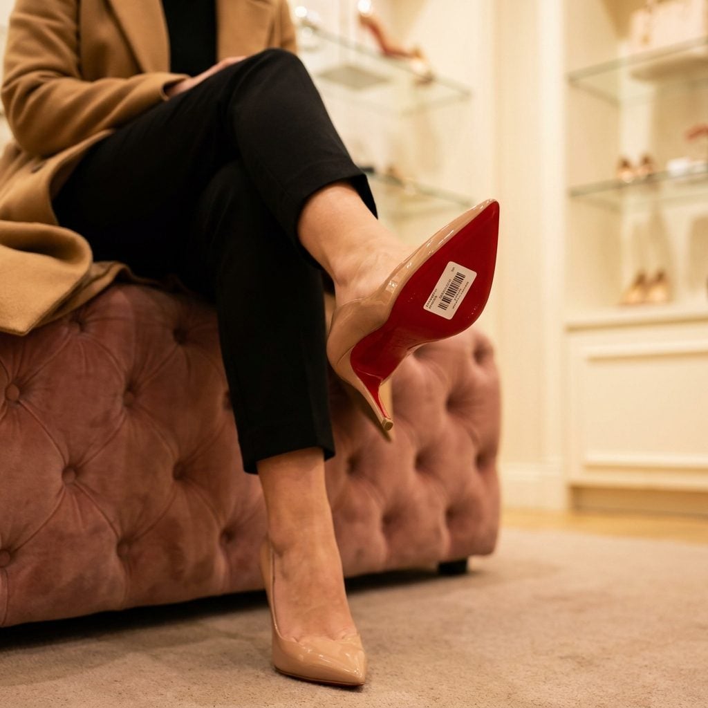 Tags and Stickers Left on the Soles of New Shoes, On Purpose