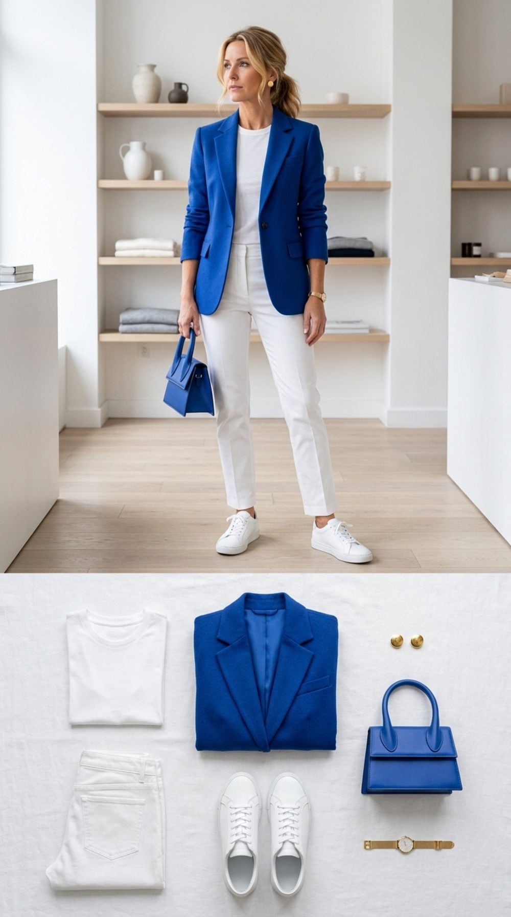 Bold Cobalt Blazer and Pristine White Sneakers: The Last Moodboard Is the One You'll Actually Wear Tomorrow