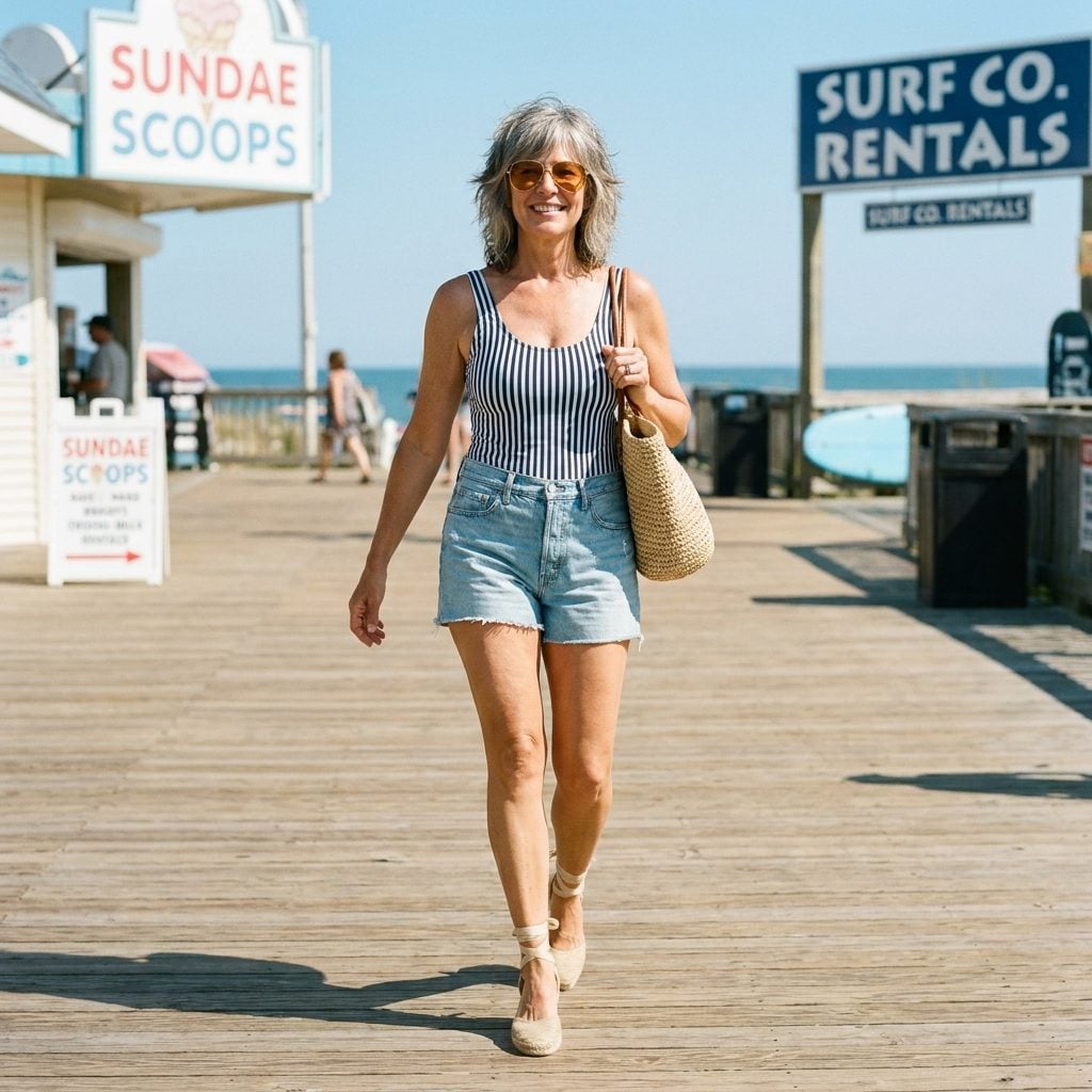 High-Cut One-Piece Swimsuits Worn as Bodysuits With Cutoffs, Like It Was Normal
