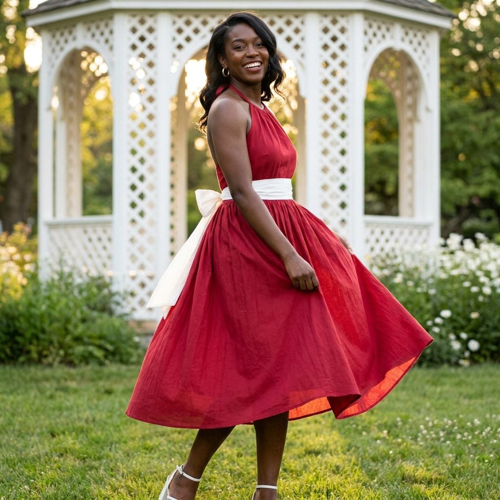 Halter-Neck Sundresses With Full Gathered Skirts and Wide Sashes That Practically Begged to Be Twirled In