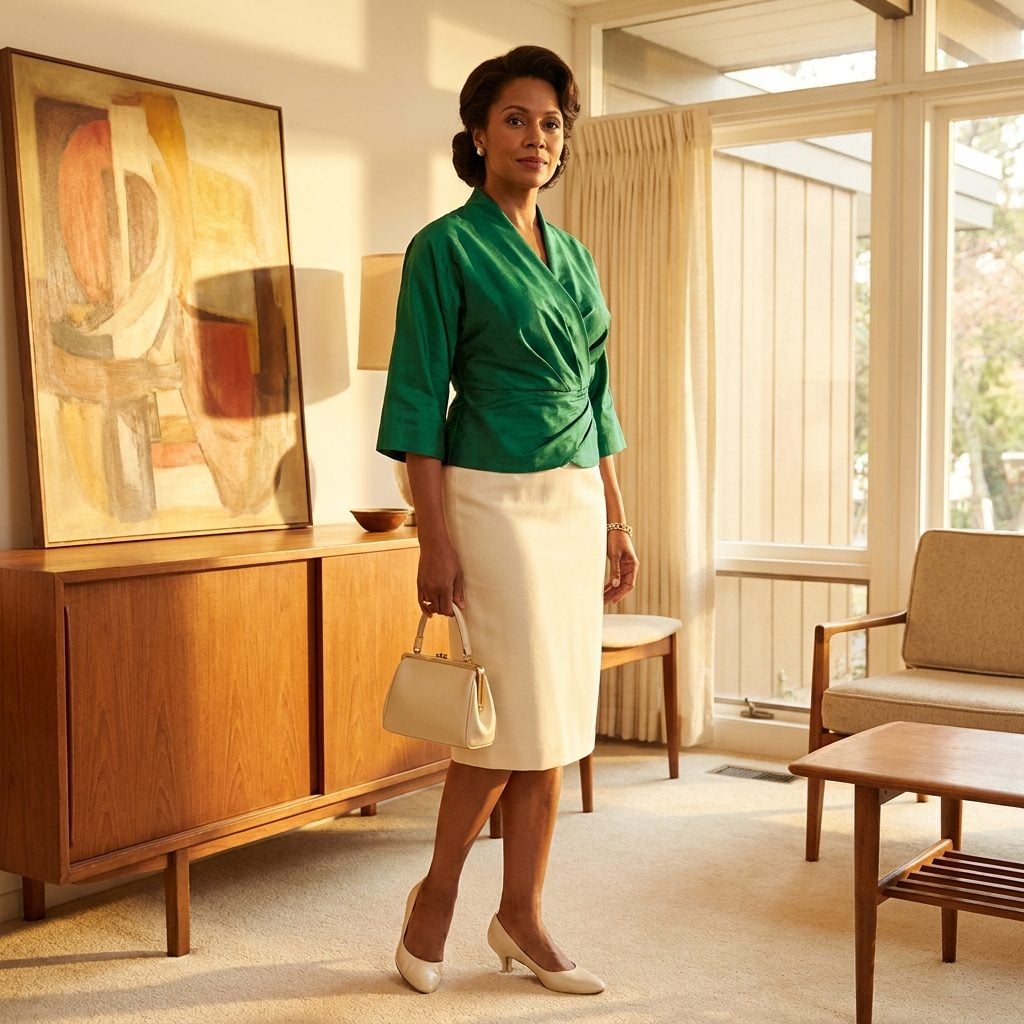 Kimono-Sleeve Blouses in Silk Shantung with Slim Summer Skirts