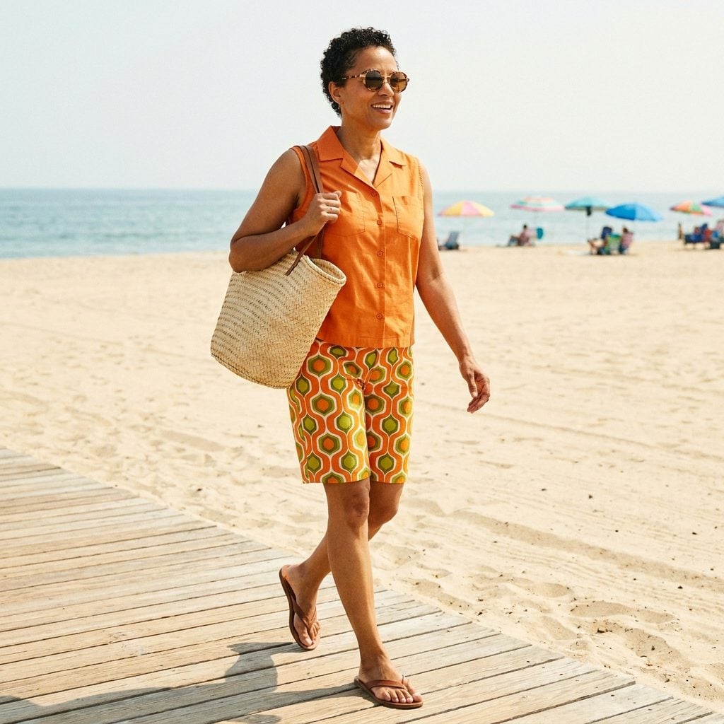 Jamaica Shorts with Sleeveless Cotton Camp Shirts for Beachside Strolls