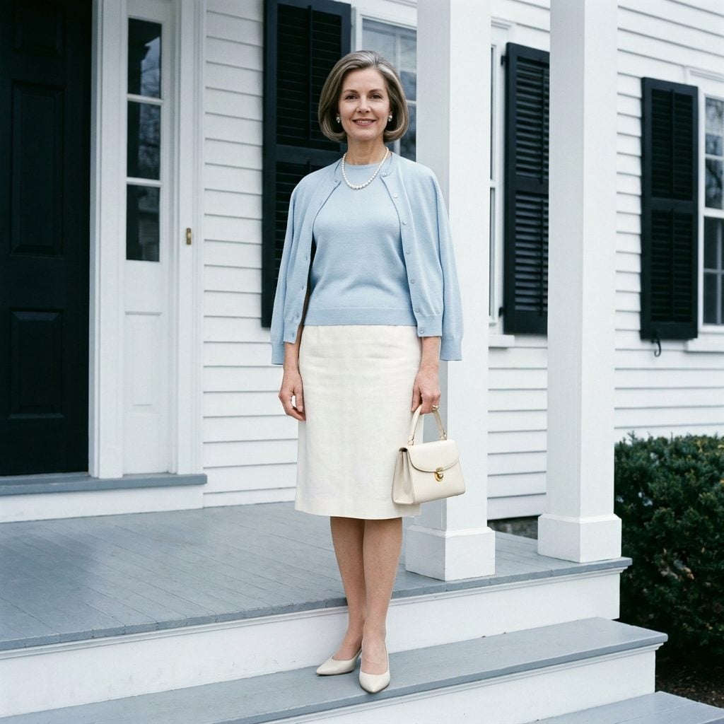 Short-Sleeve Cardigan Sets Worn with Knee-Length Skirts and Low Pumps (The Matching Was Non-Negotiable)