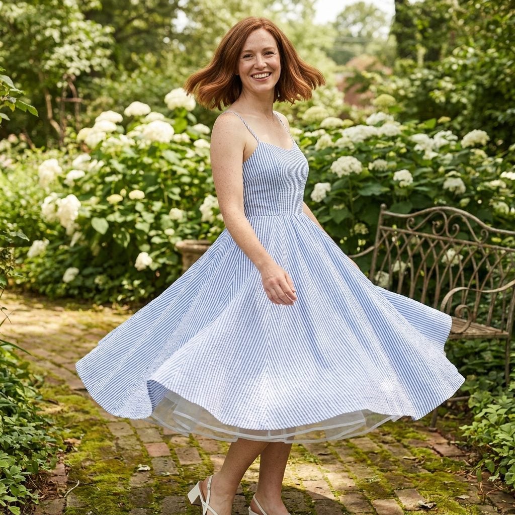 Seersucker Sundresses With Spaghetti Straps and Skirts That Actually Twirled