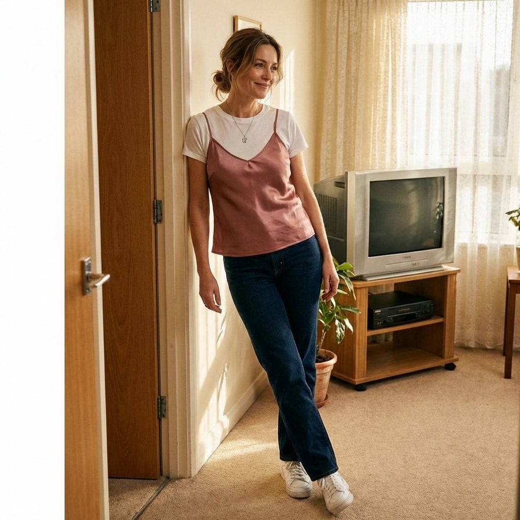 Spaghetti Strap Tops Layered Over a Plain White Tee