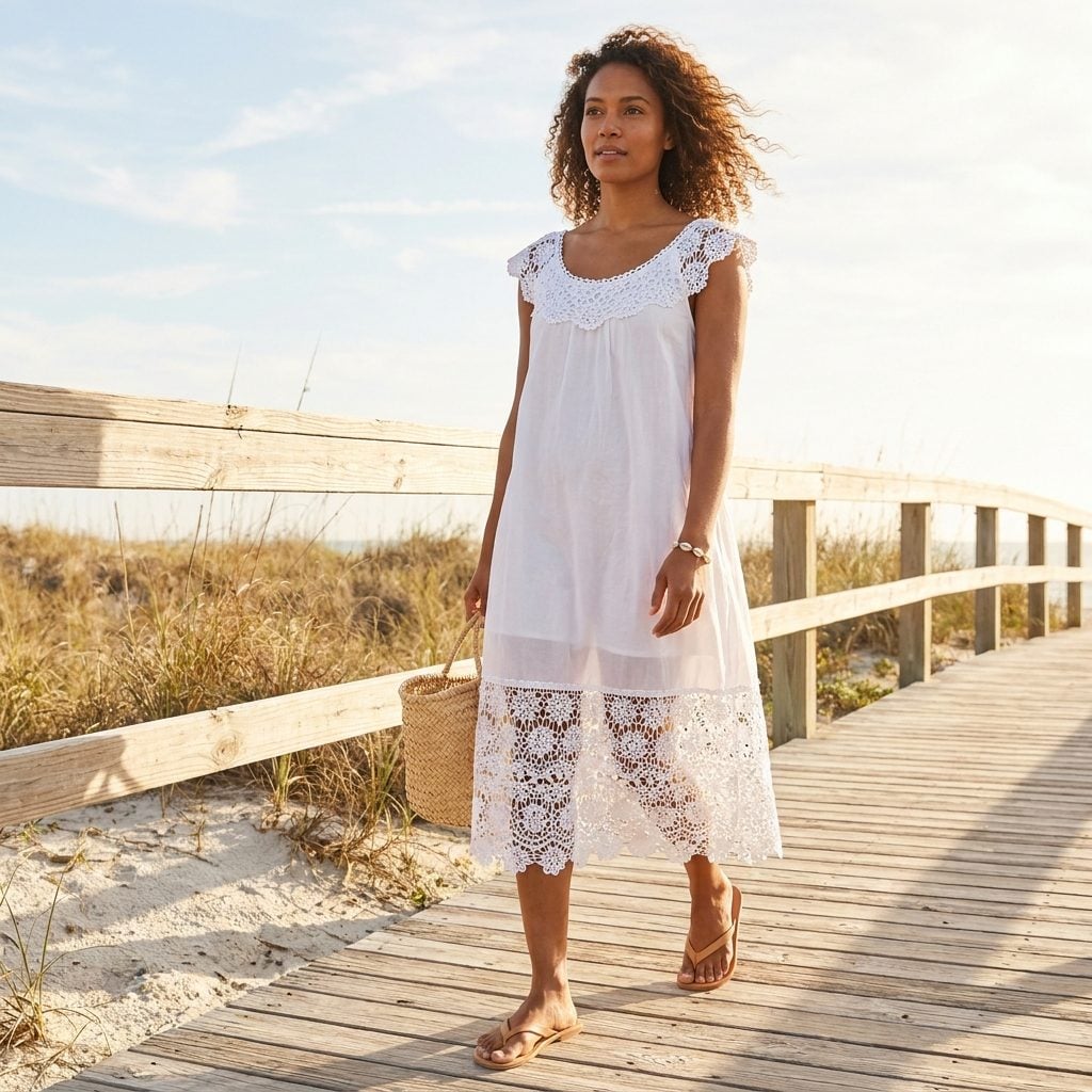 Crochet Trim on Every Possible Edge, Like the Dress Couldn't Decide When to Stop