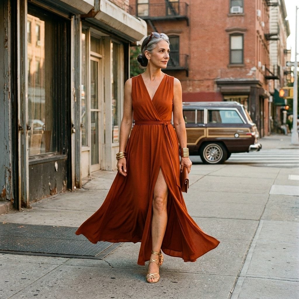 The Front Slit on a Maxi Dress That Turned Every Sidewalk Into a Runway