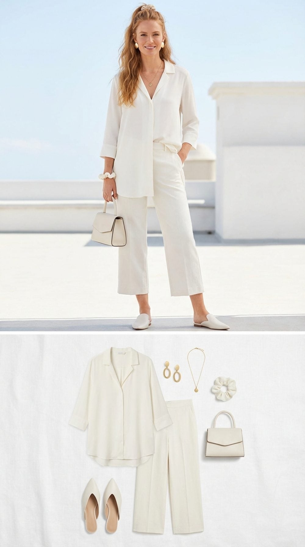 Ivory Wide-Leg Pants With a Longer-Line Blouse: The Proportions That Rewrite the Rules