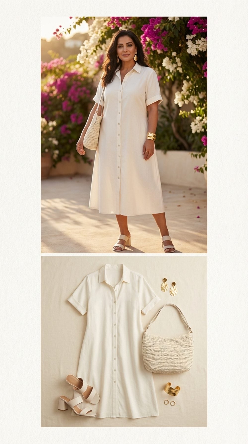 Ivory Button-Front Midi Dress With a Vertical Placket: One Detail That Changes Everything