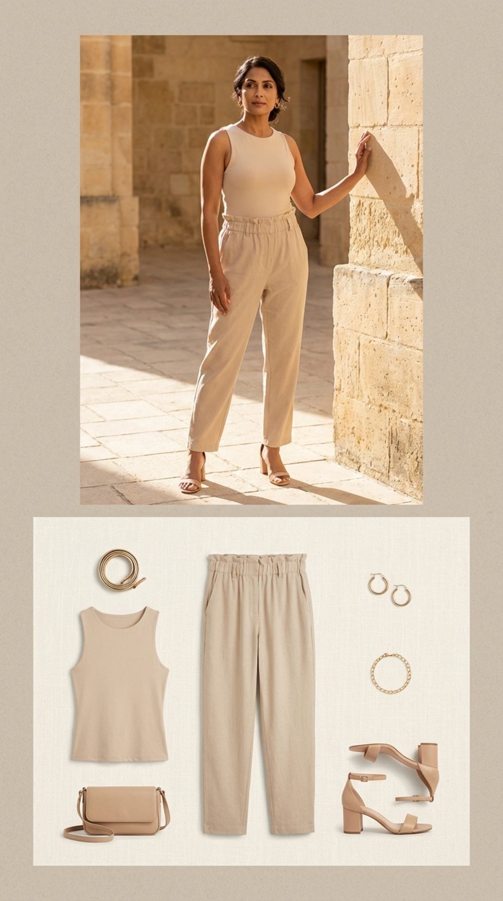 Soft Beige Paperbag Waist Trousers That Do the Heavy Lifting