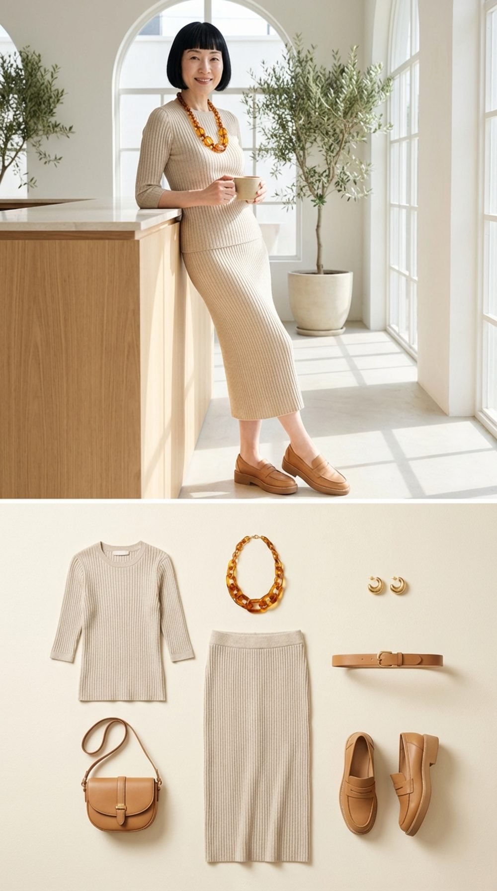 Neutral Knit Set: When Smooth Fabric Is the Styling Strategy