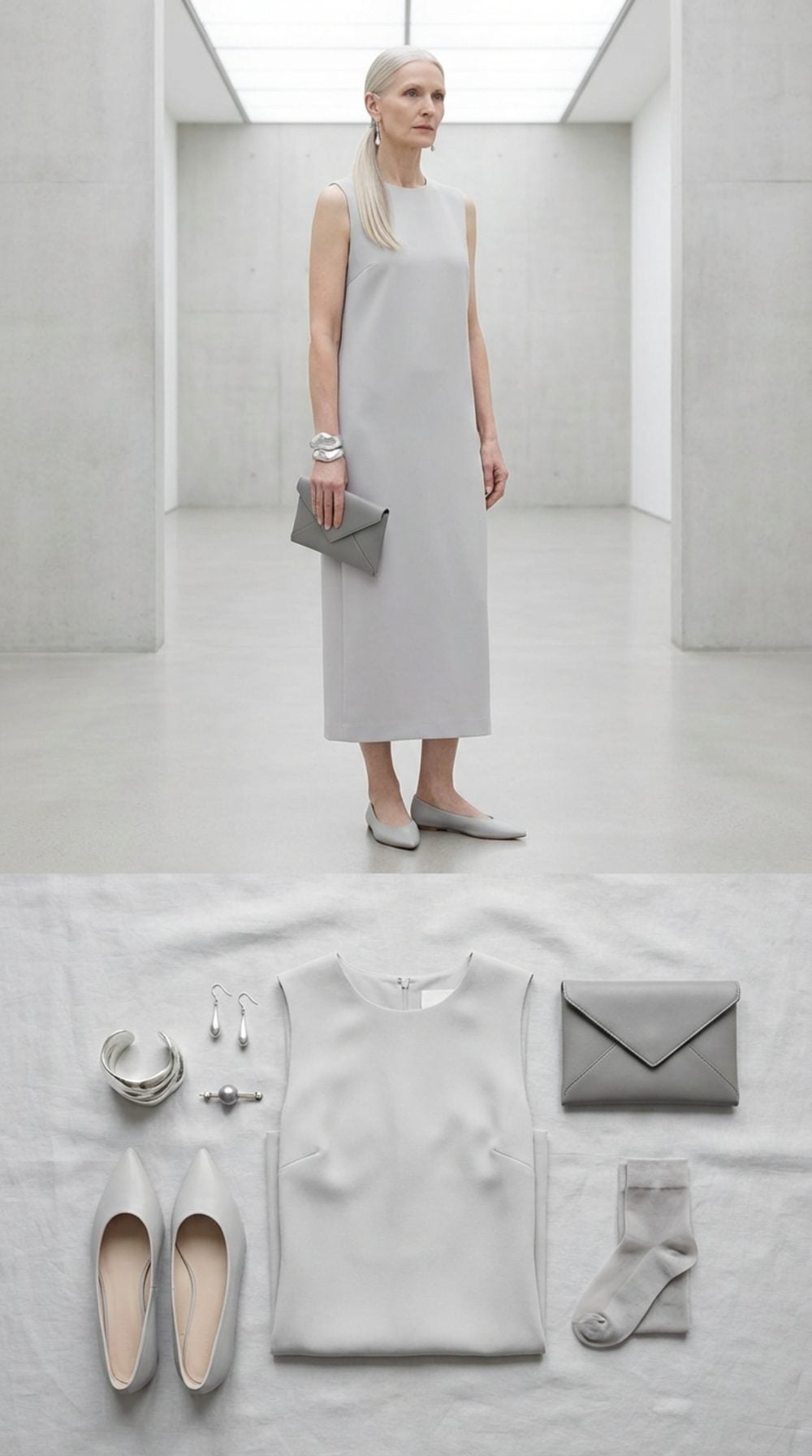 Light Grey Column Dress: The Silhouette That Proves Simplicity Is a Strategy