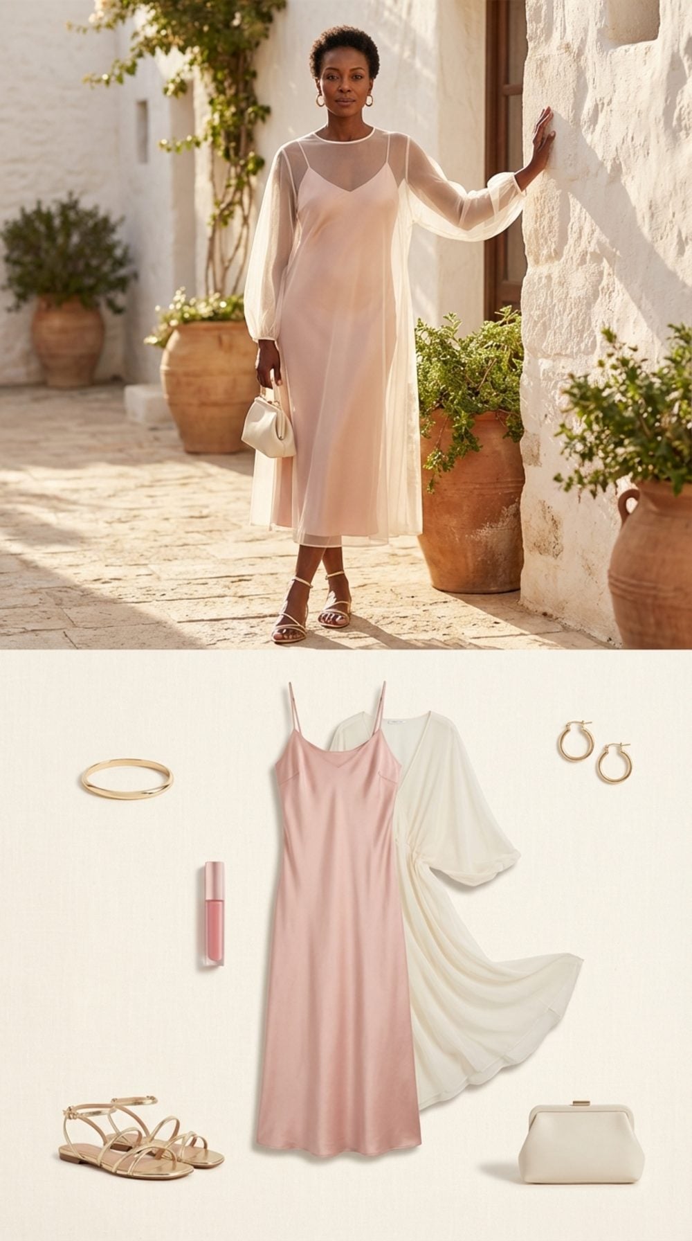 Spaghetti-Strap Dress With a Chiffon Overlay That Whispers, Never Hides