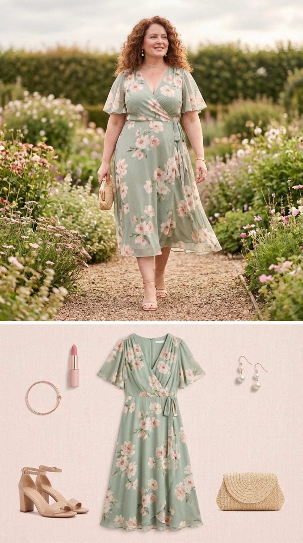 Flutter-Sleeve Midi Dress in a Floral Print That Moves Like a Garden in Wind