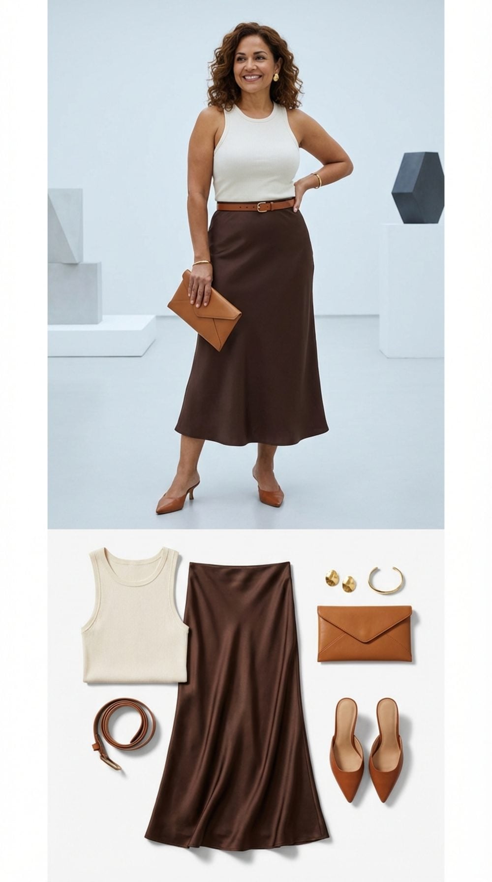 Fitted Tank and Bias-Cut Skirt: The Tucked-In Move That Changes Everything