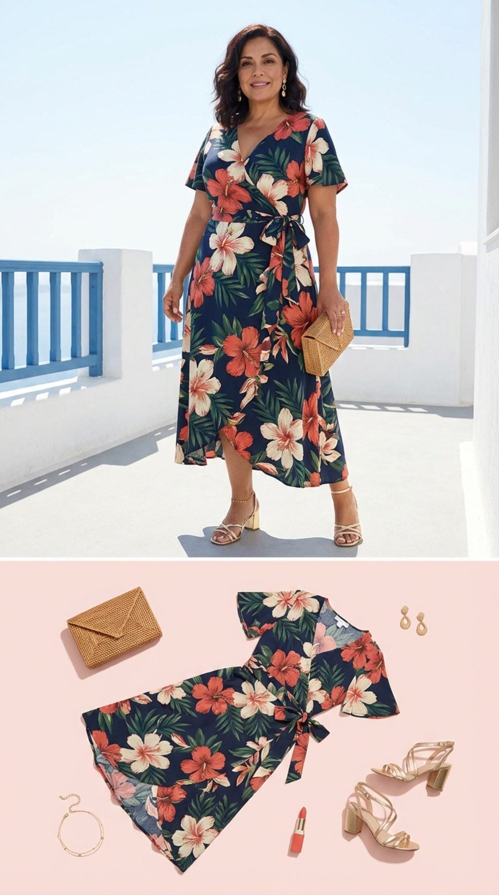A Bold Floral Wrap Dress with a Cinched Self-Tie Waist That Means Business