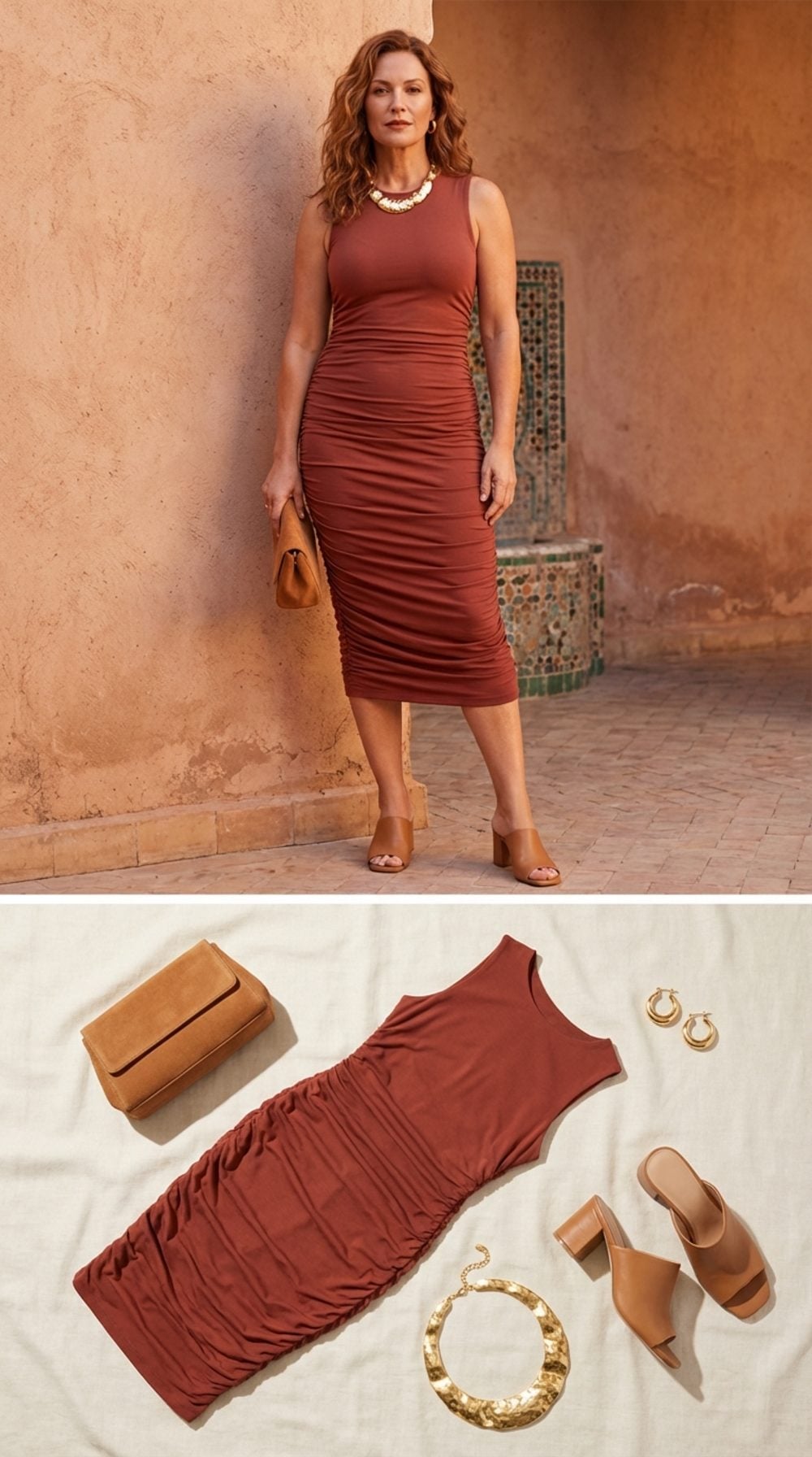 A Ruched Side-Gather Midi Dress That Does the Sculpting For You