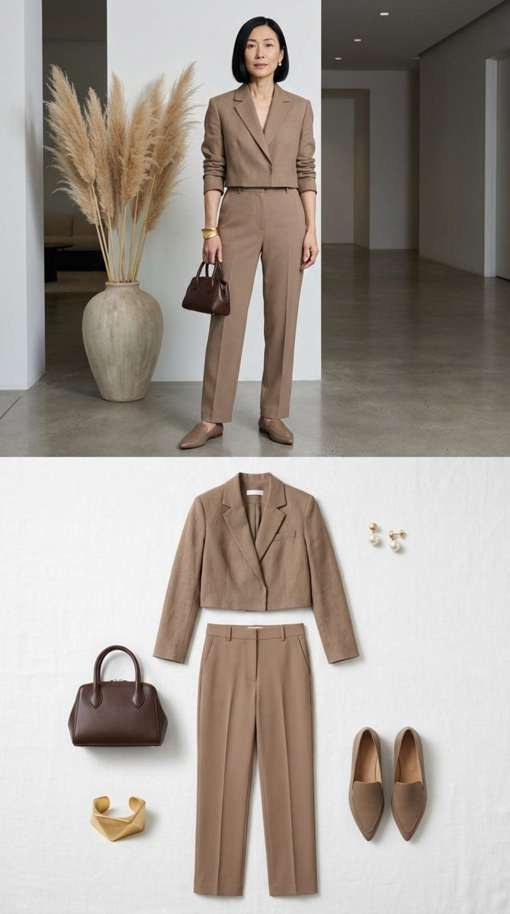 A Monochrome Cropped Blazer and High-Waisted Trousers That Rewrite Power Dressing