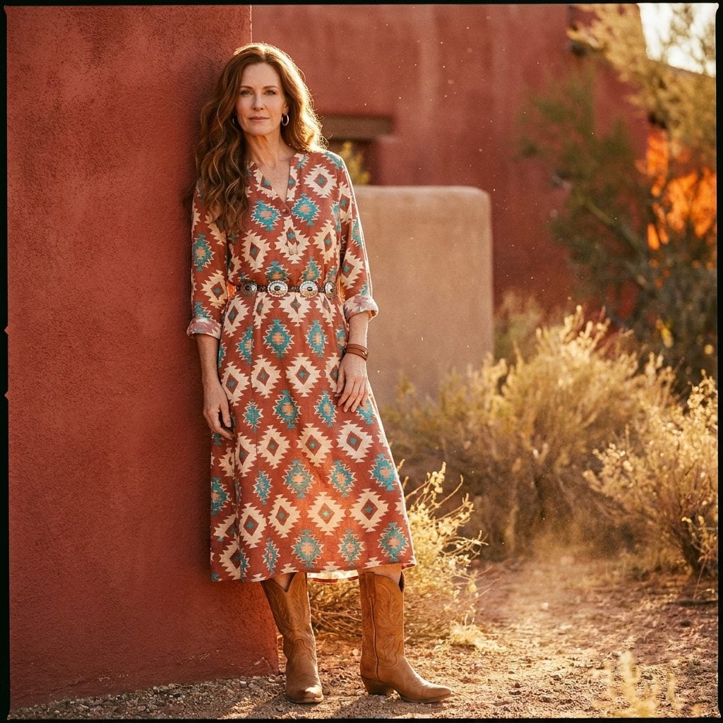Cowboy Boots Under the Hem, Courtesy of the Southwestern Trend Wave