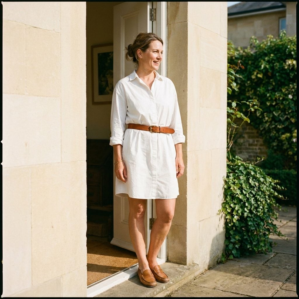 The Cotton Shirt Dress You Belt with Leather That's Softened Over a Decade